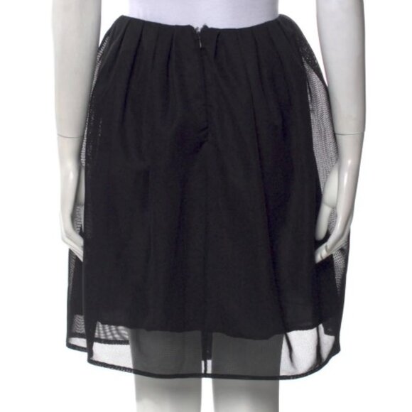 CARVEN Net Overlay FLORAL EMBROIDERED Tulle SKIRT Black L (Orig. $325) - Picture 5 of 6